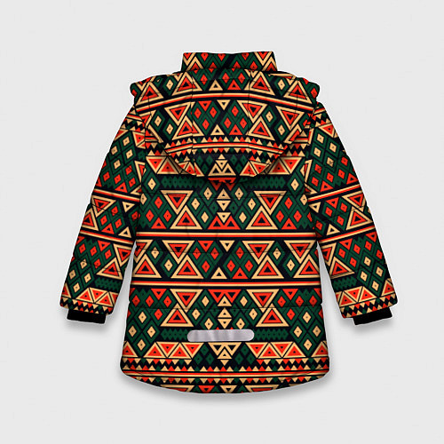 Зимняя куртка для девочки Узор геометрия треугольная / 3D-Красный – фото 2