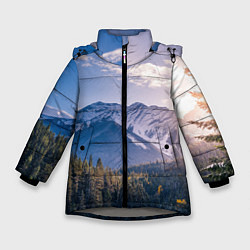Куртка зимняя для девочки Горы Лес Солнце, цвет: 3D-светло-серый
