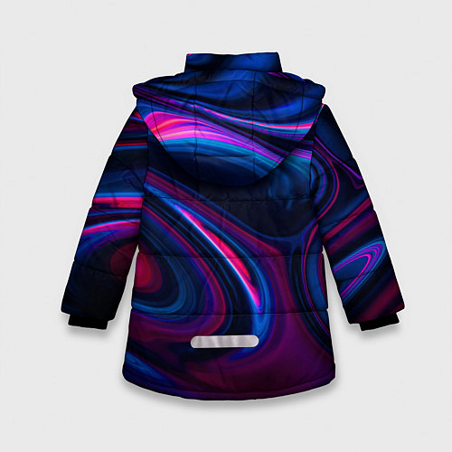 Зимняя куртка для девочки Неоновые разводы Neon streaks / 3D-Красный – фото 2