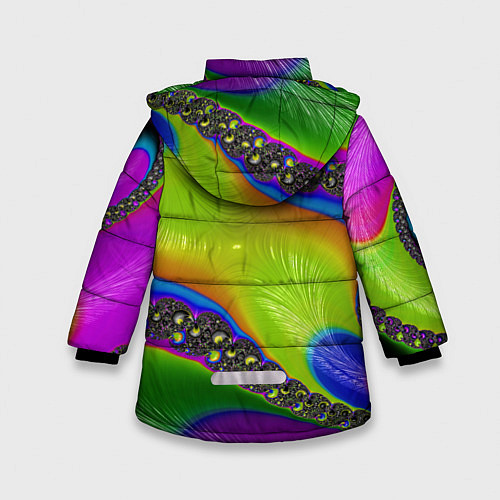 Зимняя куртка для девочки Кислотный фрактал Абстракция / 3D-Светло-серый – фото 2