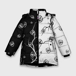 Куртка зимняя для девочки АРСЕНАЛ - Молнии Паттерн, цвет: 3D-черный