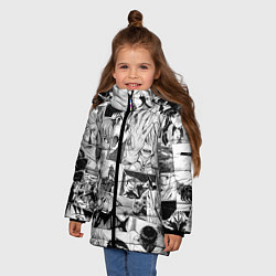 Куртка зимняя для девочки Евангелион паттерн, цвет: 3D-черный — фото 2