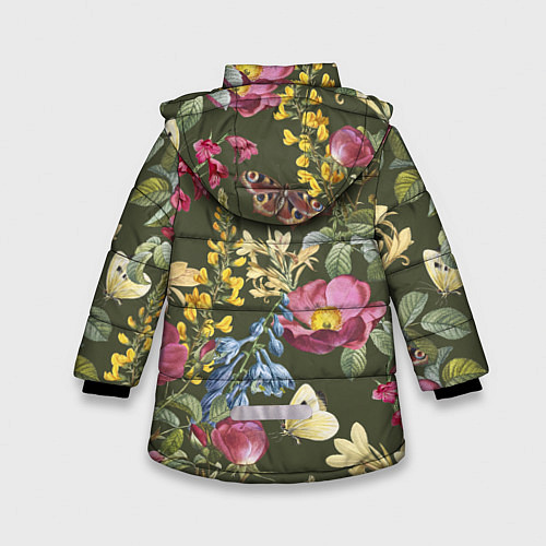 Зимняя куртка для девочки Цветы Винтажные / 3D-Красный – фото 2