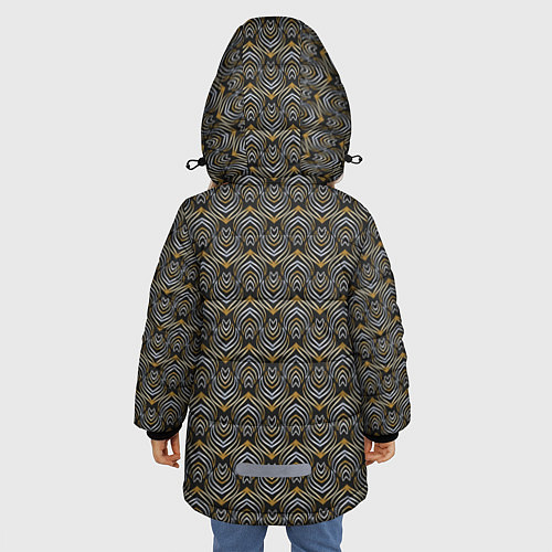 Зимняя куртка для девочки Классические строгие узоры / 3D-Светло-серый – фото 4