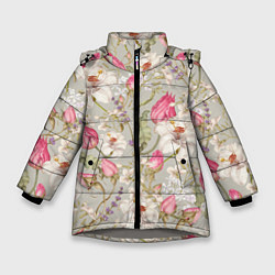 Зимняя куртка для девочки Цветы Ностальгические Белые Лилии