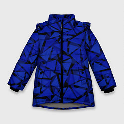Зимняя куртка для девочки Синие треугольники-геометрический узор