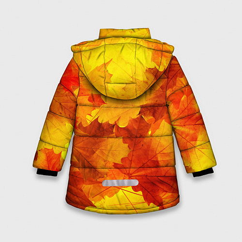 Зимняя куртка для девочки Желтые-листья / 3D-Красный – фото 2