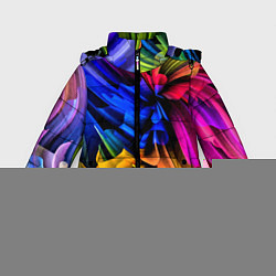 Куртка зимняя для девочки Абстрактная неоновая композиция Abstract neon comp, цвет: 3D-светло-серый