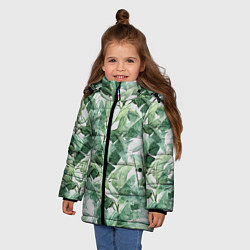 Куртка зимняя для девочки Банановые Листья В Джунглях, цвет: 3D-светло-серый — фото 2