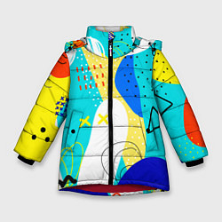 Куртка зимняя для девочки ABSTRACT COLORED GEOMETRIC SHAPES, цвет: 3D-красный
