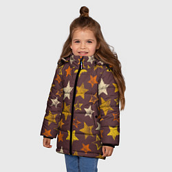 Куртка зимняя для девочки Звездное коричневое небо, цвет: 3D-красный — фото 2