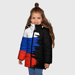 Куртка зимняя для девочки Российский триколор на темном фоне, цвет: 3D-светло-серый — фото 2