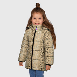 Куртка зимняя для девочки Бежевые абстрактные узоры, цвет: 3D-черный — фото 2
