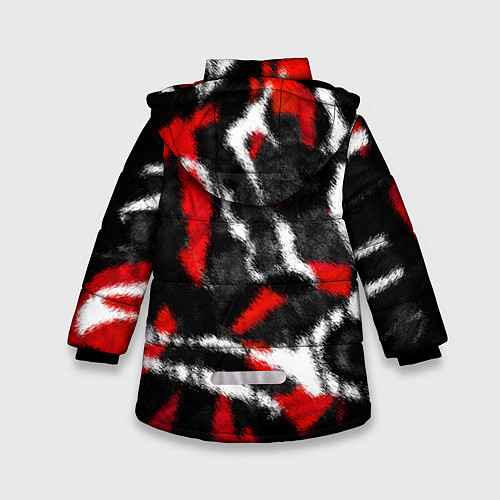 Зимняя куртка для девочки Масляная Аэрография Краска Штрихи / 3D-Красный – фото 2