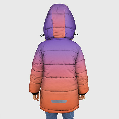 Зимняя куртка для девочки Трендовый красно-фиолетовый градиент / 3D-Светло-серый – фото 4