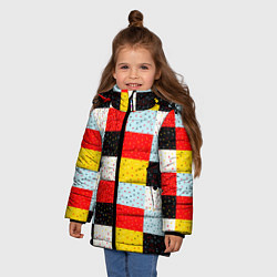 Куртка зимняя для девочки MULTICOLORED SQUARE MOSAIC, цвет: 3D-черный — фото 2