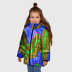 Куртка зимняя для девочки Яркая неоновая абстракция, цвет: 3D-красный — фото 2