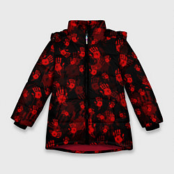 Куртка зимняя для девочки Кровавые отпечатки DEATH STRANDING, цвет: 3D-красный