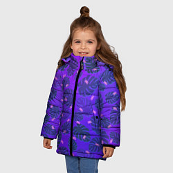 Куртка зимняя для девочки Неоновый Chill и пальмовые листья, цвет: 3D-черный — фото 2