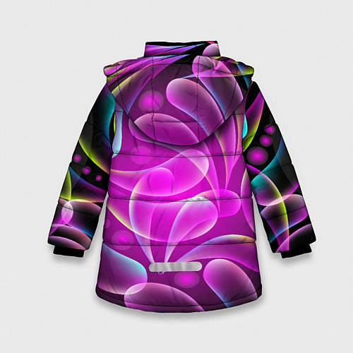 Зимняя куртка для девочки Объемные абстрактные узоры / 3D-Красный – фото 2