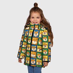 Куртка зимняя для девочки Разноцветная плитка сибы, цвет: 3D-светло-серый — фото 2