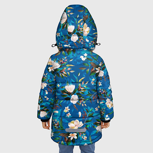 Зимняя куртка для девочки Цветы Синий Сад / 3D-Светло-серый – фото 4
