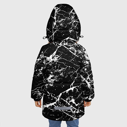 Зимняя куртка для девочки Текстура чёрного мрамора Texture of black marble / 3D-Светло-серый – фото 4