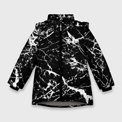 Куртка зимняя для девочки Текстура чёрного мрамора Texture of black marble, цвет: 3D-светло-серый