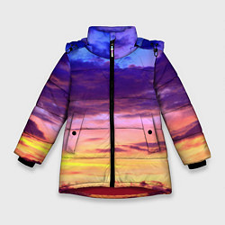 Куртка зимняя для девочки Небо на закате, цвет: 3D-красный