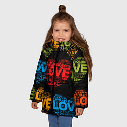 Куртка зимняя для девочки Love, Amor, Любовь - Неон версия, цвет: 3D-красный — фото 2