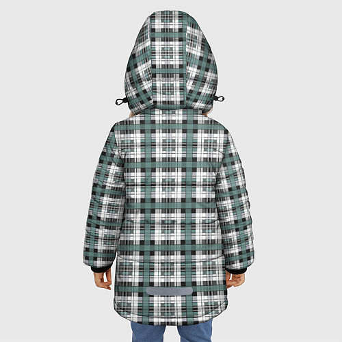 Зимняя куртка для девочки Серо-зеленый клетчатый узор шотландка / 3D-Светло-серый – фото 4