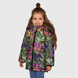Куртка зимняя для девочки Цветы Фиолетовые Рудбеки, цвет: 3D-светло-серый — фото 2