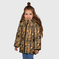 Куртка зимняя для девочки Абстрактные объемные листочки, цвет: 3D-красный — фото 2