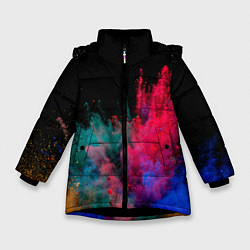 Куртка зимняя для девочки Брызги сухих красок, цвет: 3D-черный