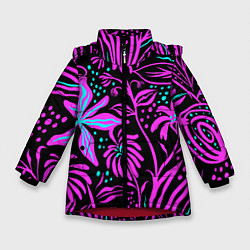 Куртка зимняя для девочки Цветочная композиция Fashion trend, цвет: 3D-красный