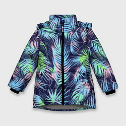 Зимняя куртка для девочки Разноцветные Листья Пальм