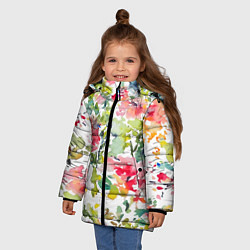 Куртка зимняя для девочки Floral pattern Watercolour Summer, цвет: 3D-красный — фото 2