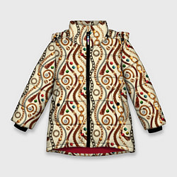 Куртка зимняя для девочки Ремни и драгоценные камни, цвет: 3D-красный