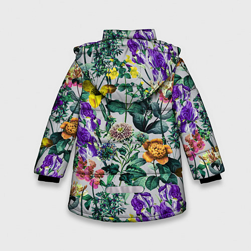 Зимняя куртка для девочки Цветы Летний Орнамент / 3D-Красный – фото 2