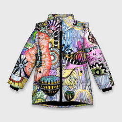 Зимняя куртка для девочки Подводный цветочно коралловый мир