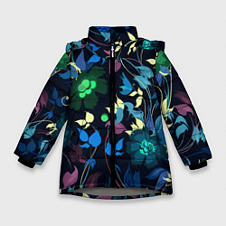 Куртка зимняя для девочки Color summer night Floral pattern, цвет: 3D-светло-серый