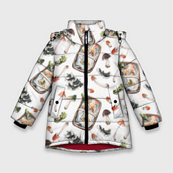 Зимняя куртка для девочки Узор Грибы и Корзины
