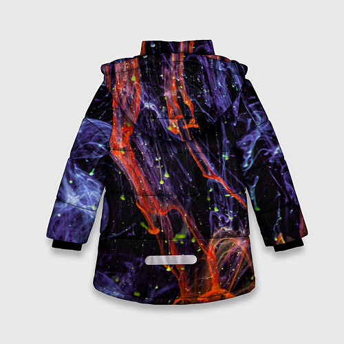 Зимняя куртка для девочки Неоновые краски во тьме - Оранжевый и фиолетовый / 3D-Красный – фото 2
