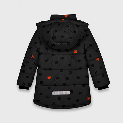 Зимняя куртка для девочки Love Death and Robots black pattern / 3D-Красный – фото 2