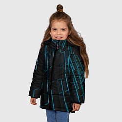 Куртка зимняя для девочки Неоновые стёкла - Голубой, цвет: 3D-светло-серый — фото 2