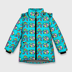 Куртка зимняя для девочки RAINBOW AND CUBE, цвет: 3D-светло-серый