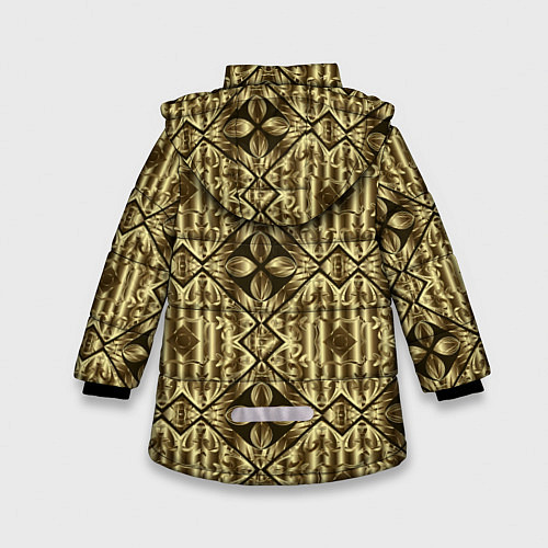 Зимняя куртка для девочки GOLD - золотые узоры / 3D-Красный – фото 2