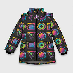 Зимняя куртка для девочки Геометрический яркий глитч