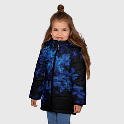 Куртка зимняя для девочки BLUE FLOWERS Синие цветы, цвет: 3D-черный — фото 2