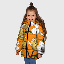 Куртка зимняя для девочки Удивительные летние тропические цветы с нераскрывш, цвет: 3D-красный — фото 2